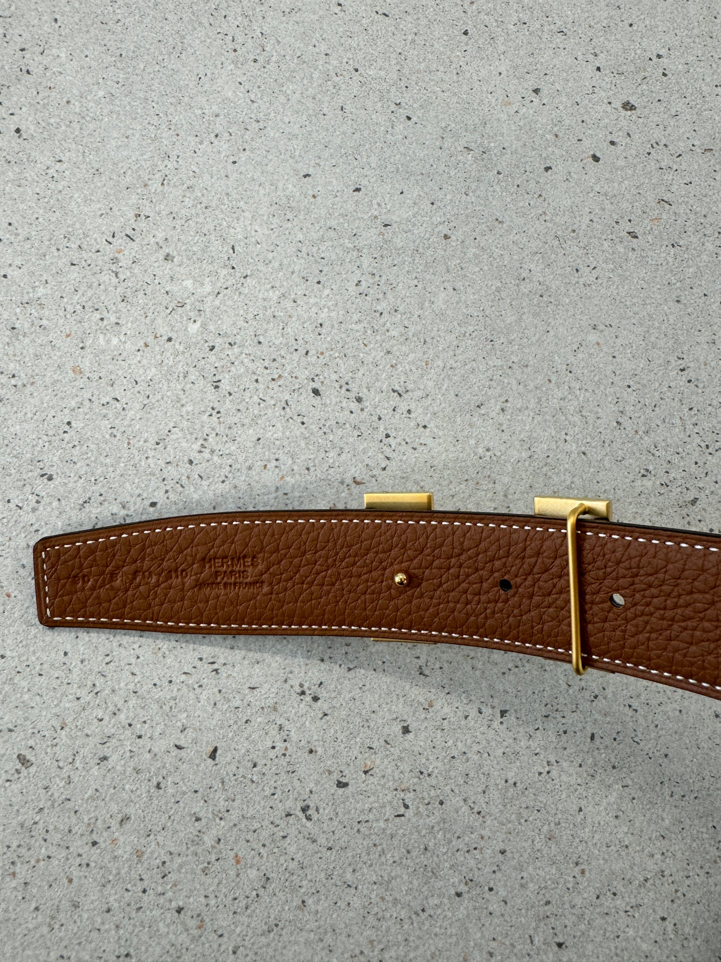 Hermes Men's Belt - 32mm (90cm) in Black/Gold
