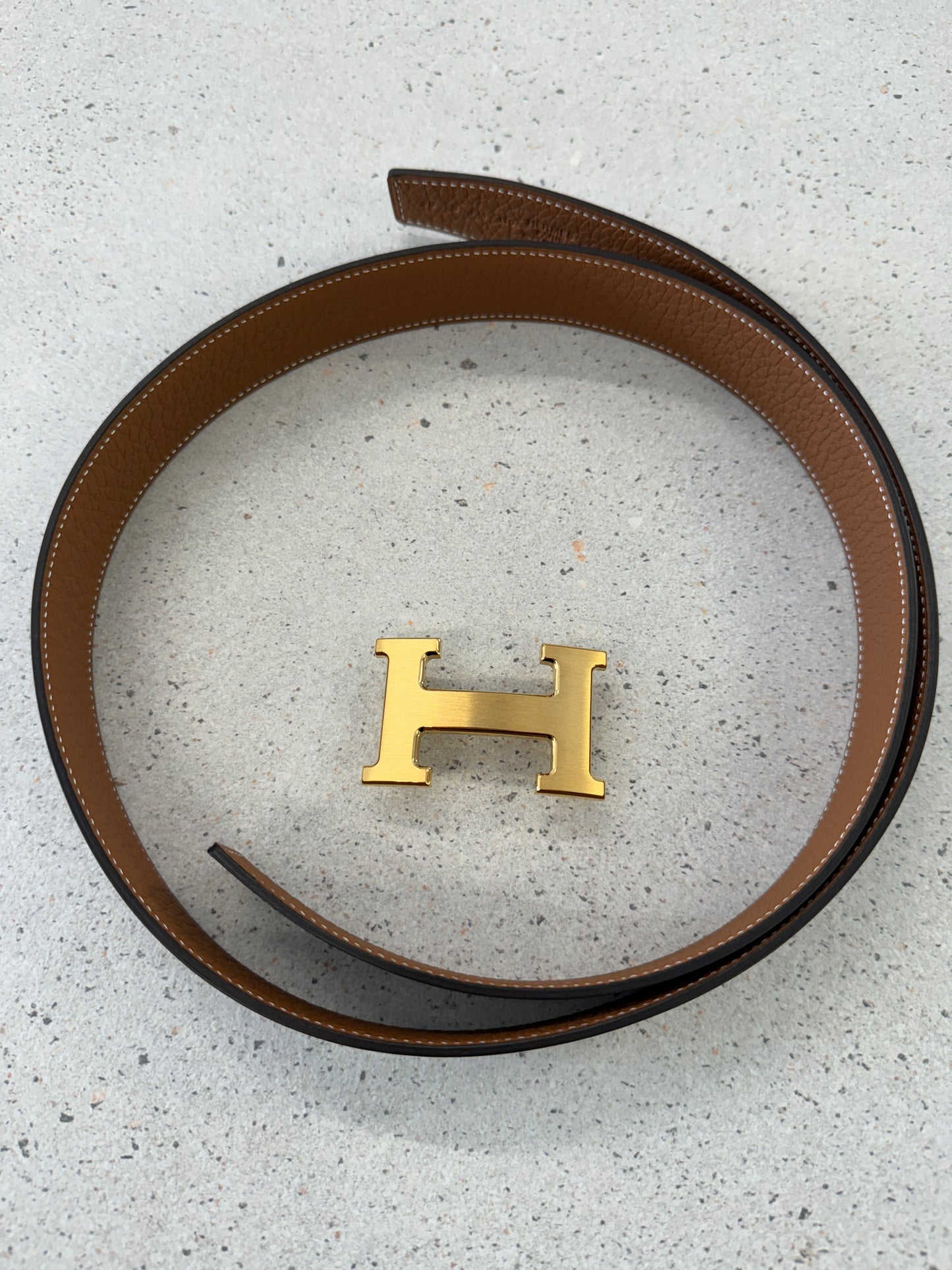 Hermes Men's Belt - 32mm (90cm) in Black/Gold