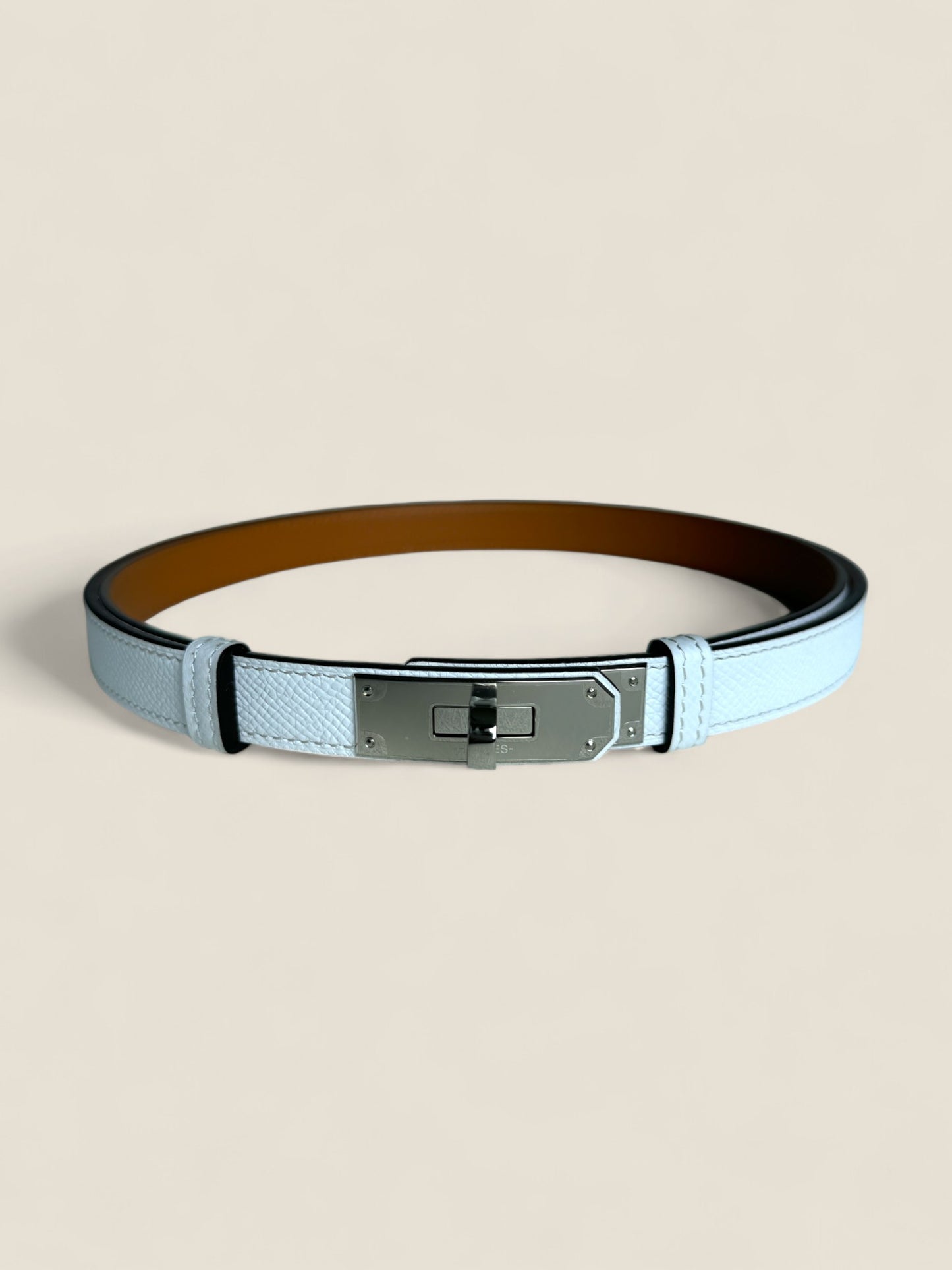 Hermes Kelly Belt - White GHW