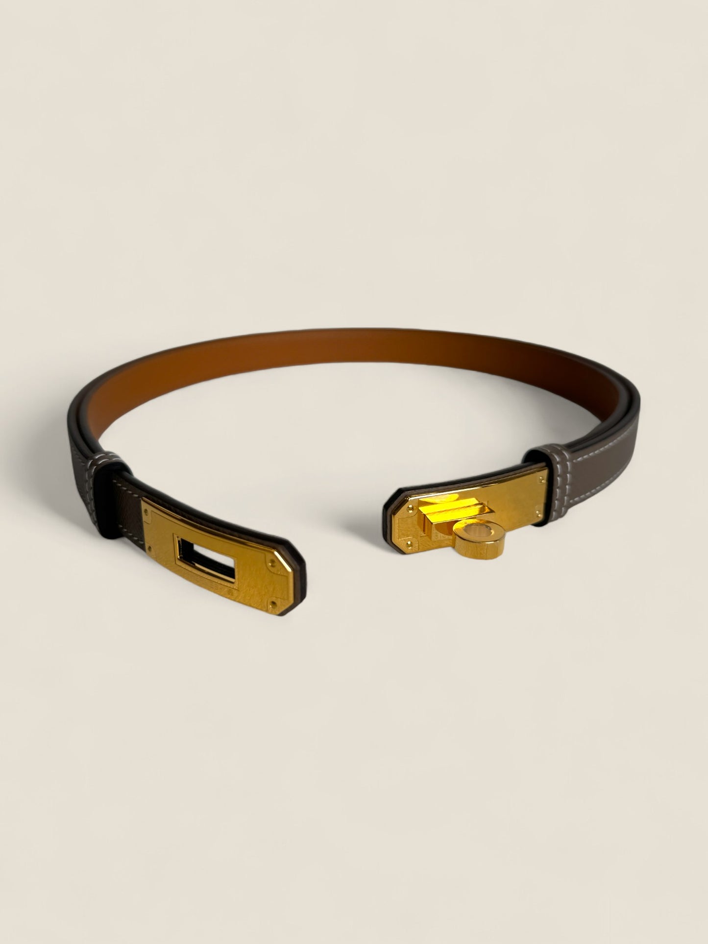 Hermes Kelly Belt - Etoupe GHW