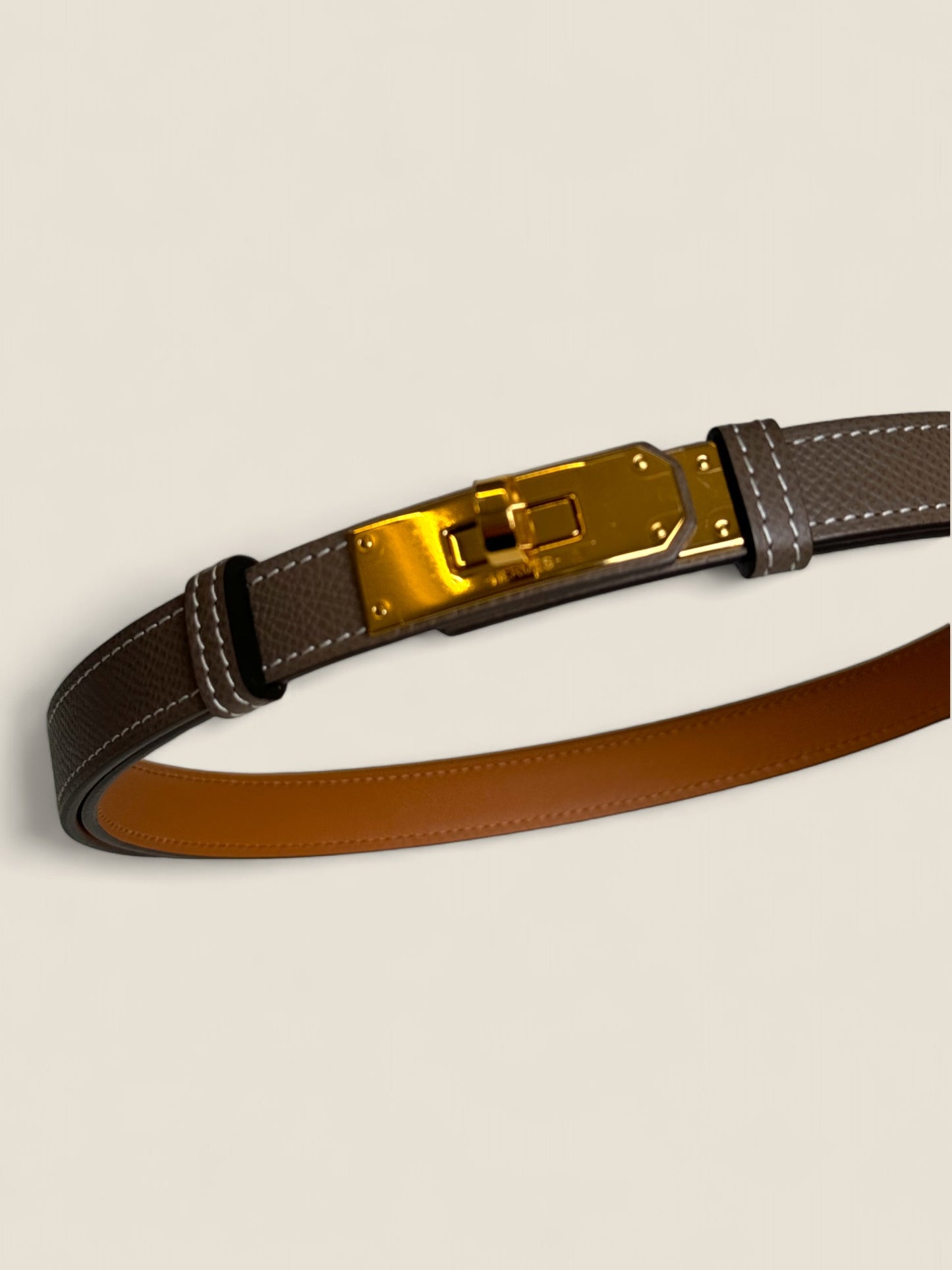 Hermes Kelly Belt - Etoupe GHW