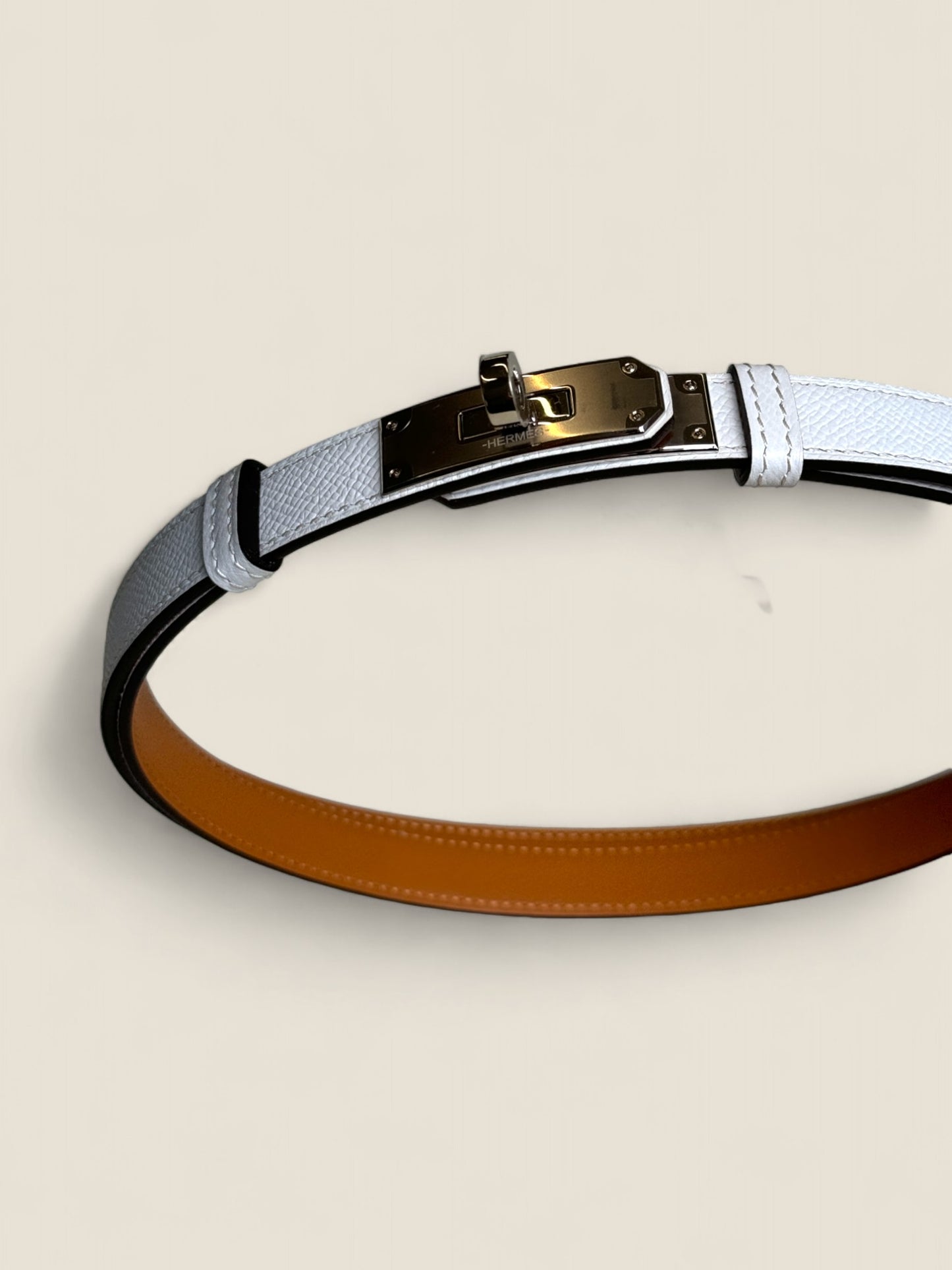 Hermes Kelly Belt - White GHW