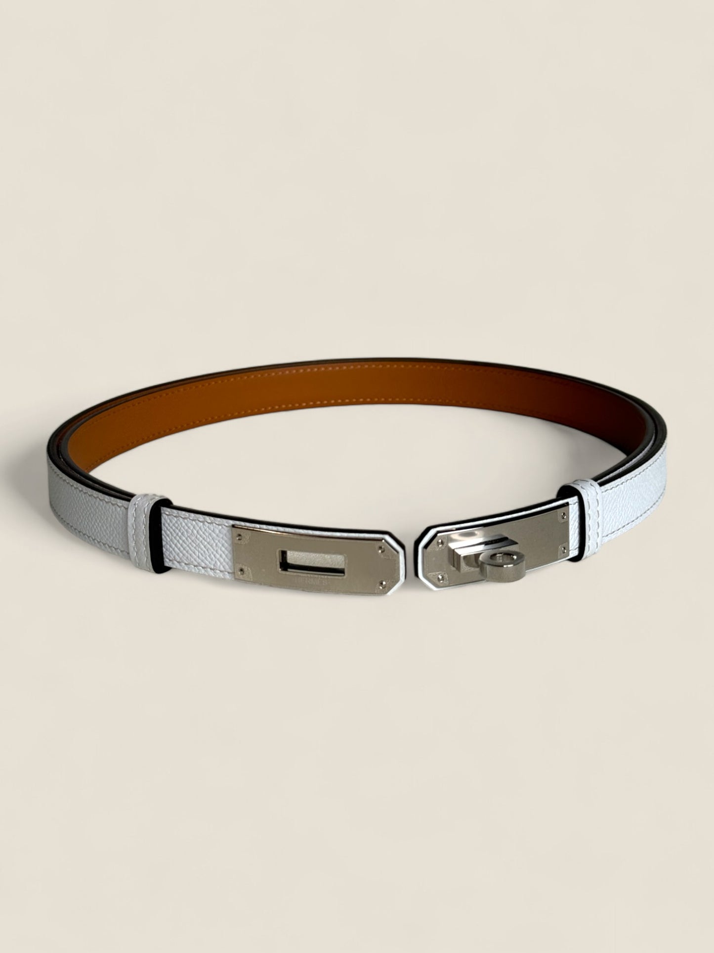 Hermes Kelly Belt - White GHW