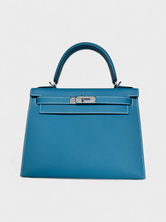 Hermes Kelly 28 Blue Jean Epsom PHW