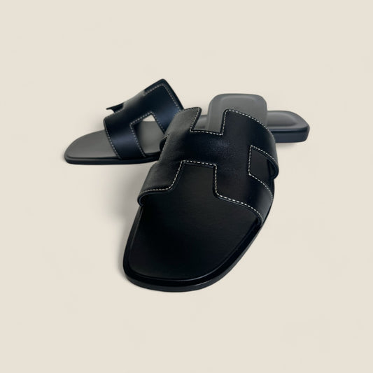 Hermes Oran Sandals Black