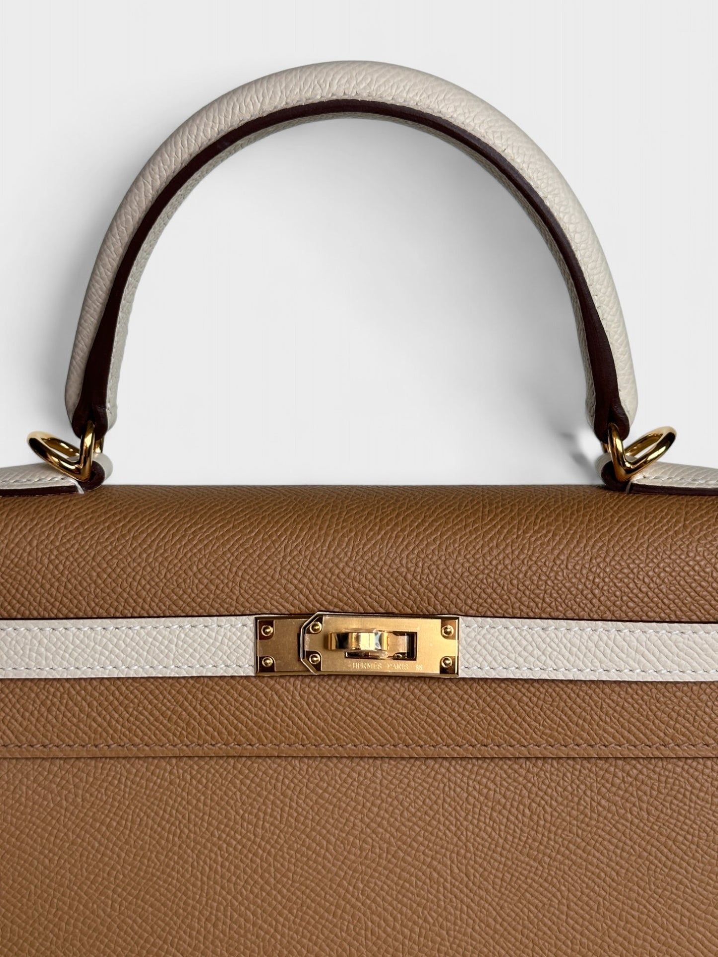 Hermes Kelly 25 Biscuit/Craie GHW