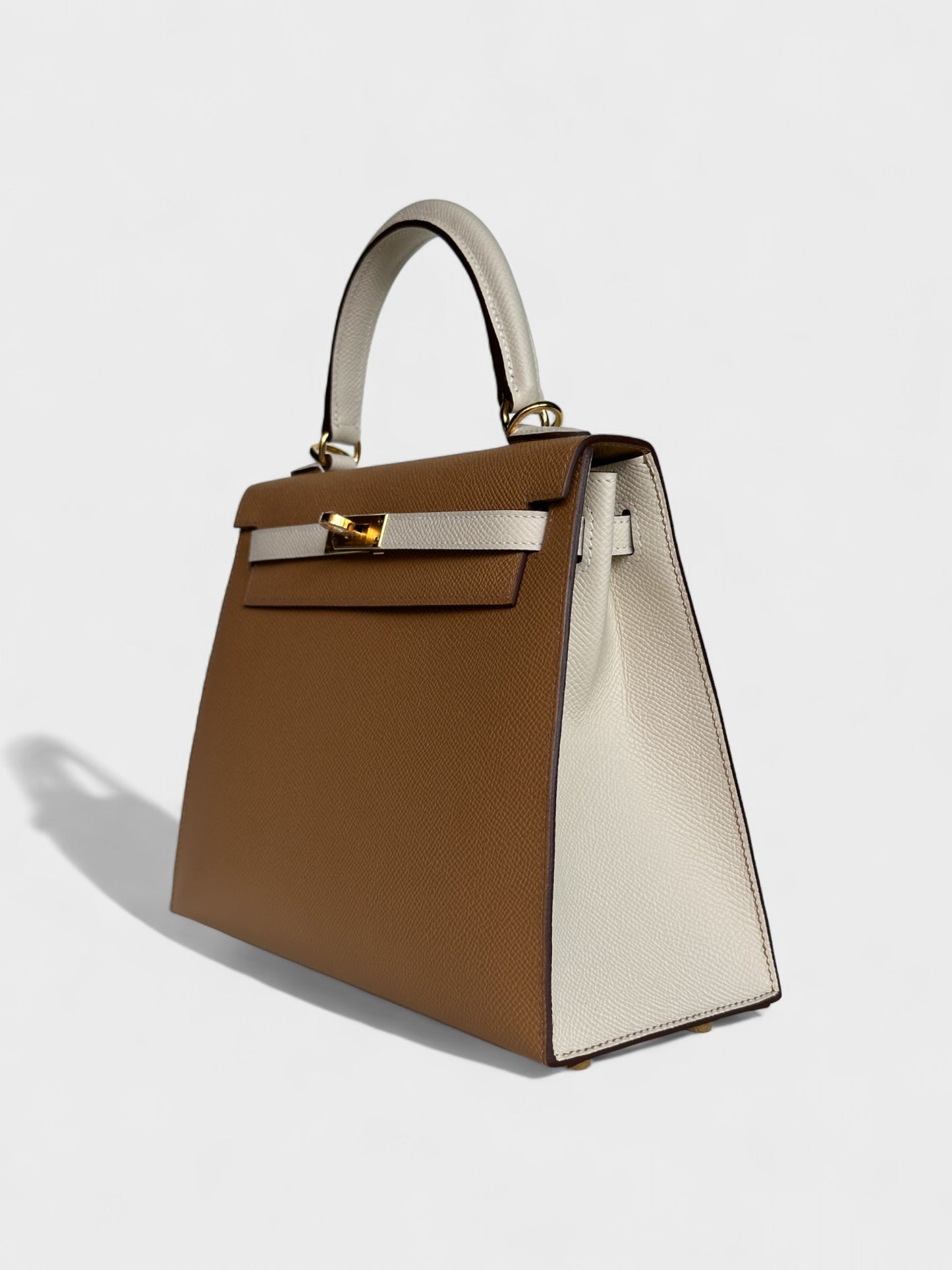 Hermes Kelly 25 Biscuit/Craie GHW