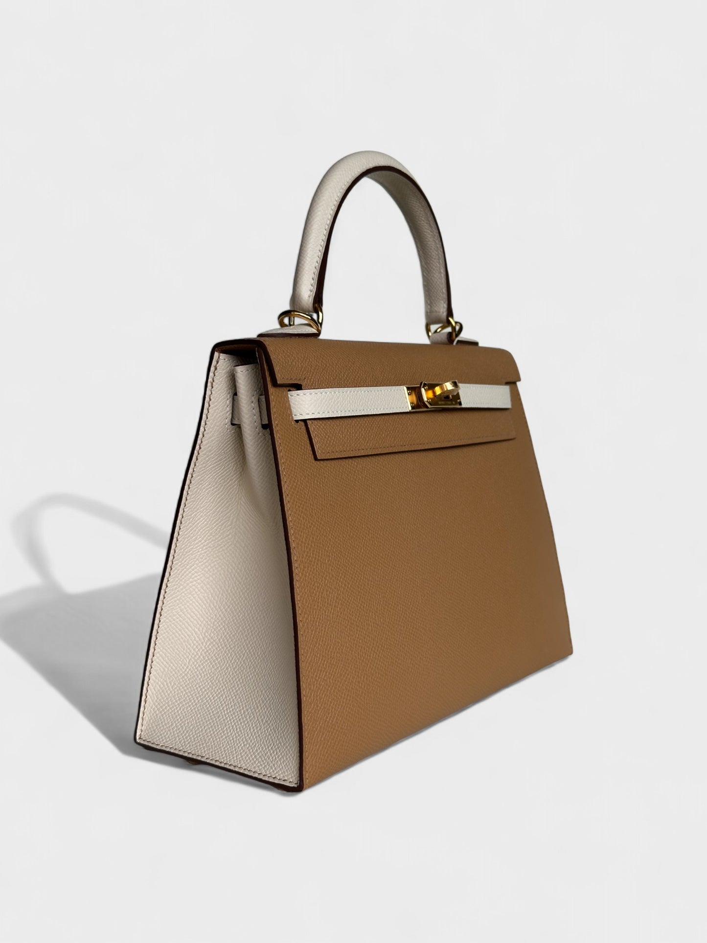 Hermes Kelly 25 Biscuit/Craie GHW