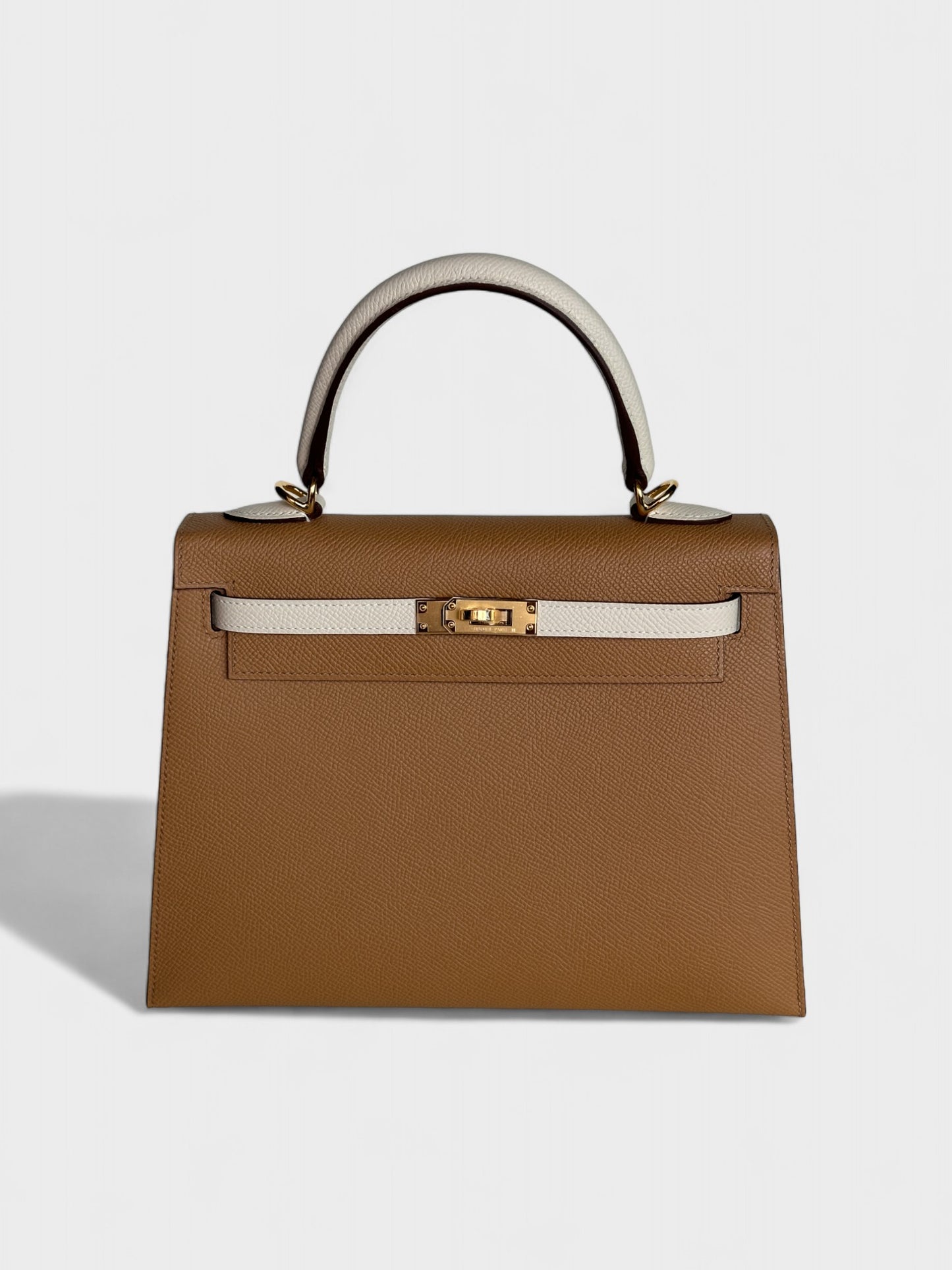 Hermes Kelly 25 Biscuit/Craie GHW