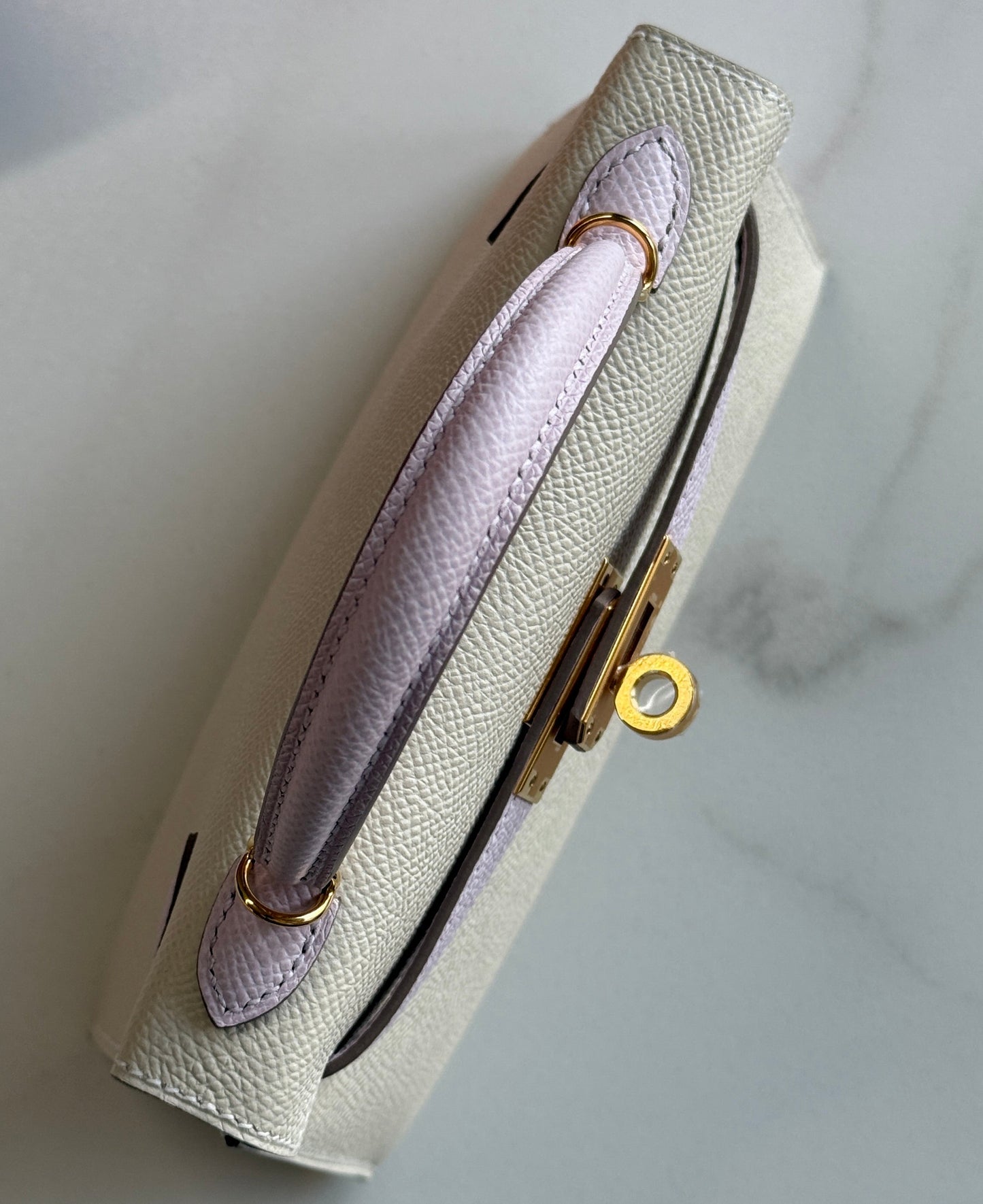 Hermes Kelly Mini HSS Craie/Mauve Pale GHW