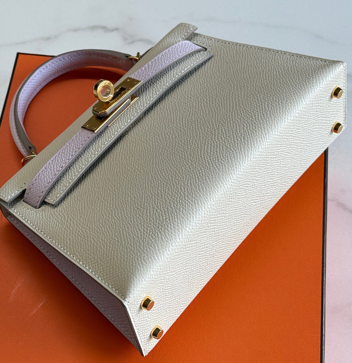 Hermes Kelly Mini HSS Craie/Mauve Pale GHW