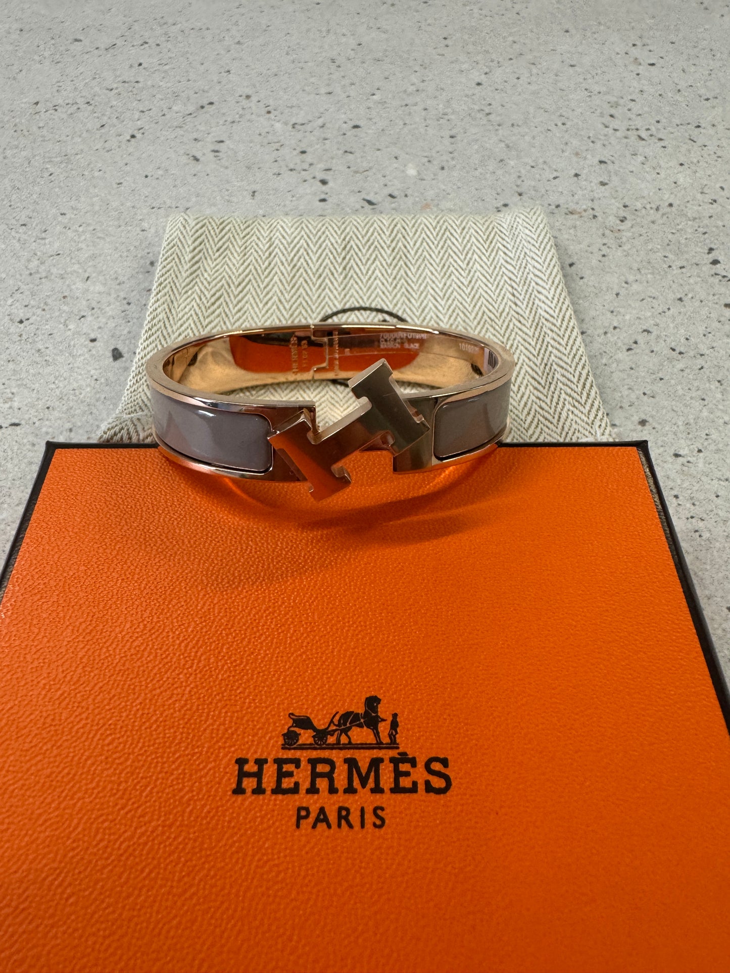 Браслет Hermes Clic H - Marron Glacé/Розовое золото