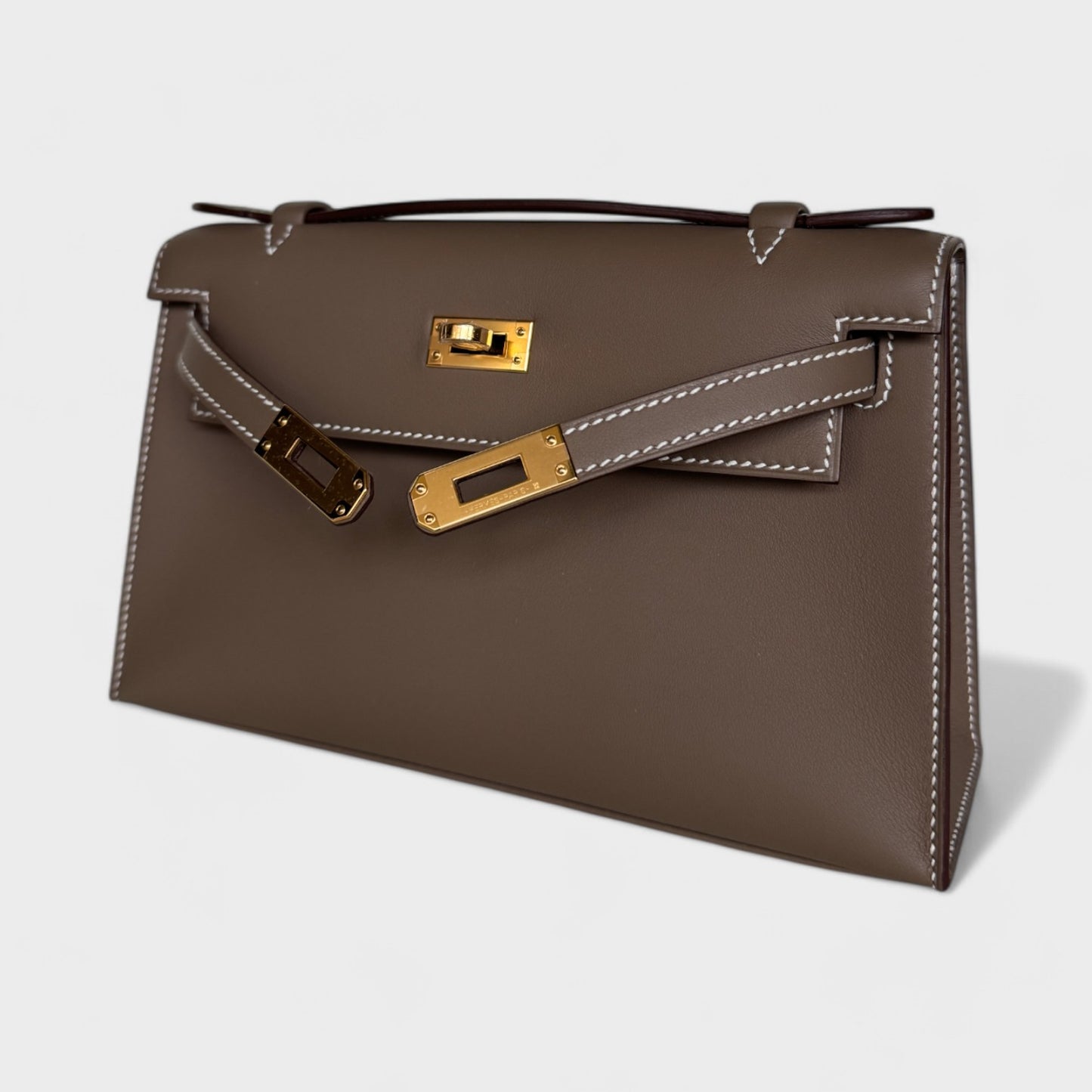 Hermes Kelly Pochette Etoupe GHW