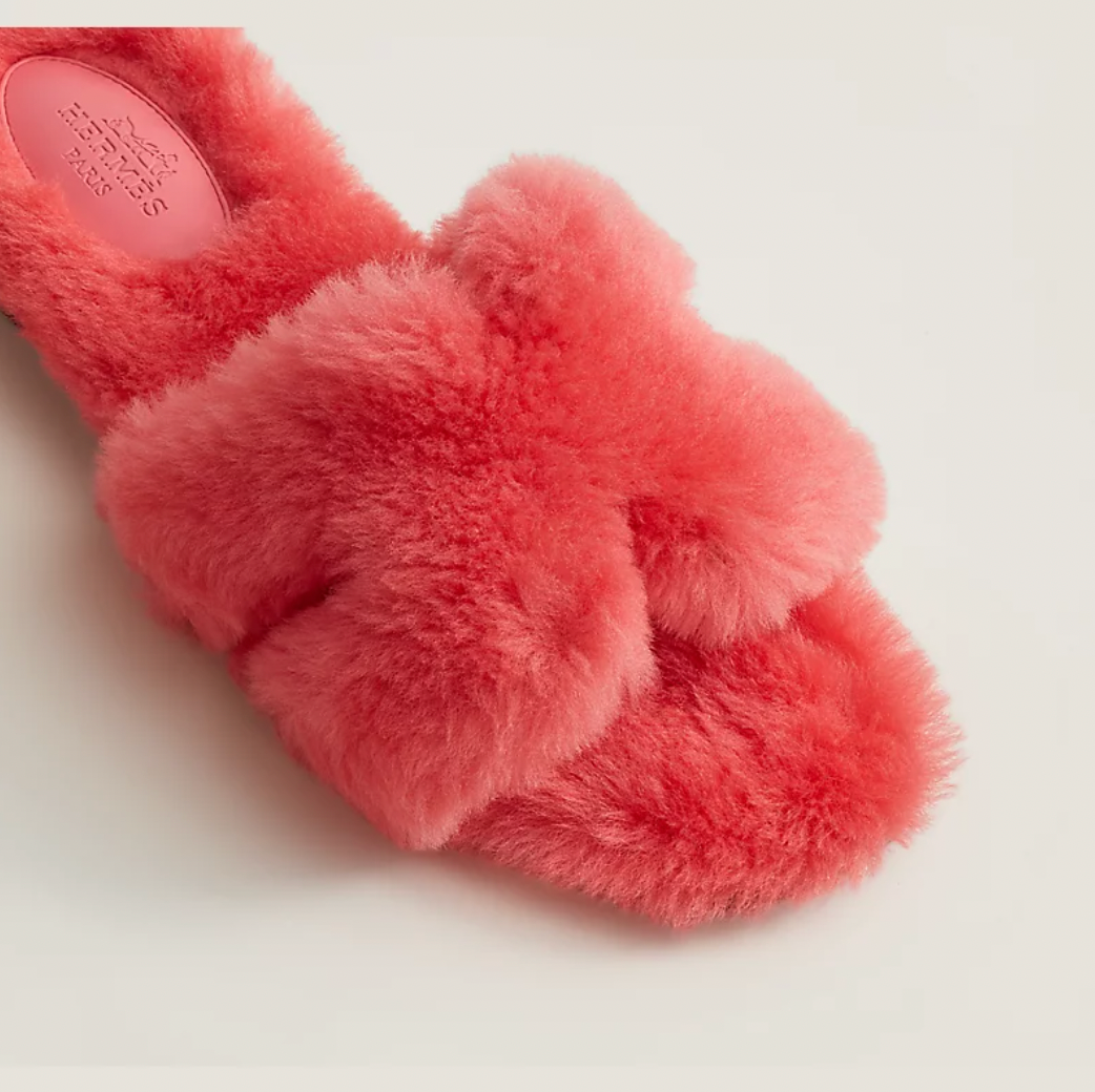 Hermes Oran Fur Sandals thevogueagent