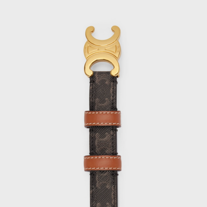 Shop CELINE Triomphe Medium triomphe belt in triomphe canvas and